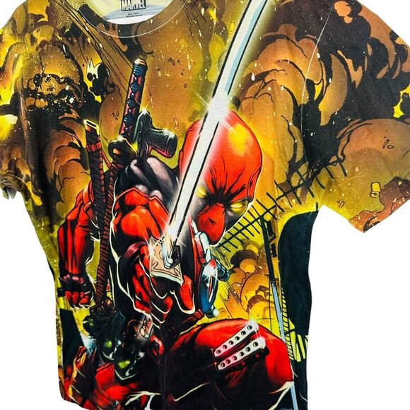 Marvel Deadpool T-Shirt All Over Print Double Sided Short Sleeve Mens Size Large - Picture 4 of 10